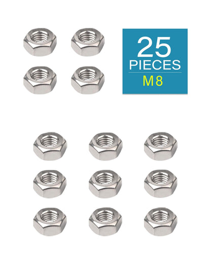 M8-1.25 Hex Nuts - IMScrews 304 Stainless Steel Hex Nuts - Durable, Rust-Resistant Fasteners for Home Repair and Professional Projects Pack of 25 - image 2