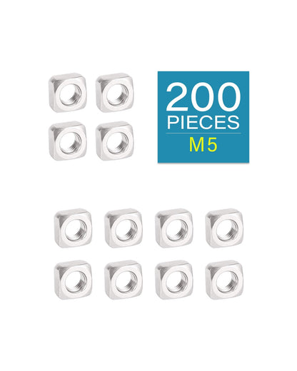 M5-0.8 Square Nuts - IMScrews 304 Stainless Steel Square Nuts - Durable Fasteners for Home Repairs and Professional Engineering Pack of 200 - image 2