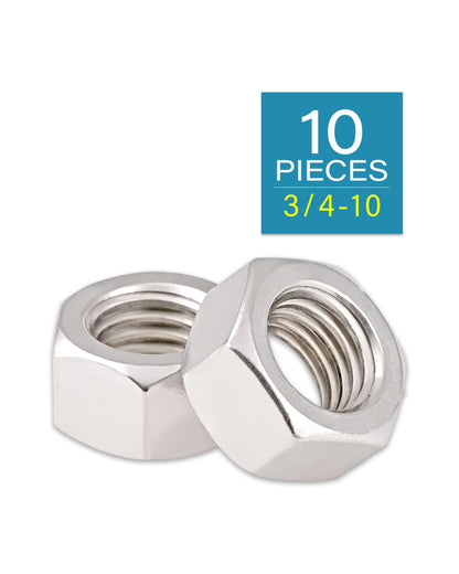 3/4-10 Hex Nuts - IMScrews 304 Stainless Steel Hardware Hex Nuts - Durable and Rust-Resistant Fasteners for Home Repairs and Professional Projects Pack of 10 - image 2
