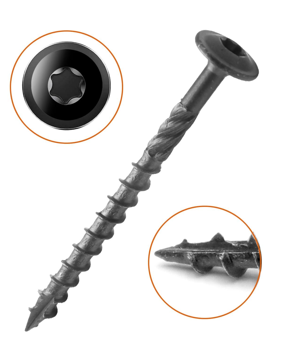 IMSCREWS #14 x 3 inch Black Wood Deck Screws Epoxy Coated Carbon Steel T30 Star Drive Large Washer Head Timber Screws Heavy Duty Exterior Fasteners for Fencing and Decking 50 Pack - image 4