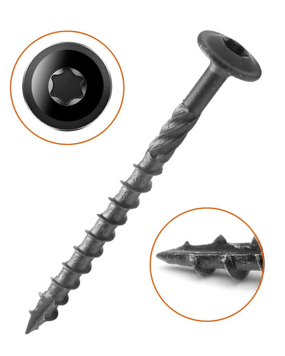 IMSCREWS #14 x 3 inch Black Wood Deck Screws Epoxy Coated Carbon Steel T30 Star Drive Large Washer Head Timber Screws Heavy Duty Exterior Fasteners for Fencing and Decking 50 Pack - image 4