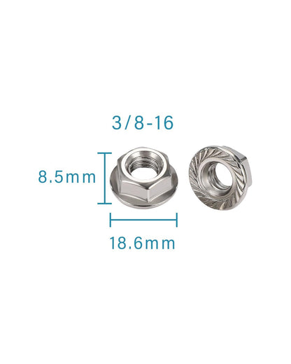 IMScrews 3/8-16 Flange Nuts 304 Stainless Steel Serrated Face Hex Lock Nuts for Automotive Industrial and Home Maintenance 50 Pack - image 3