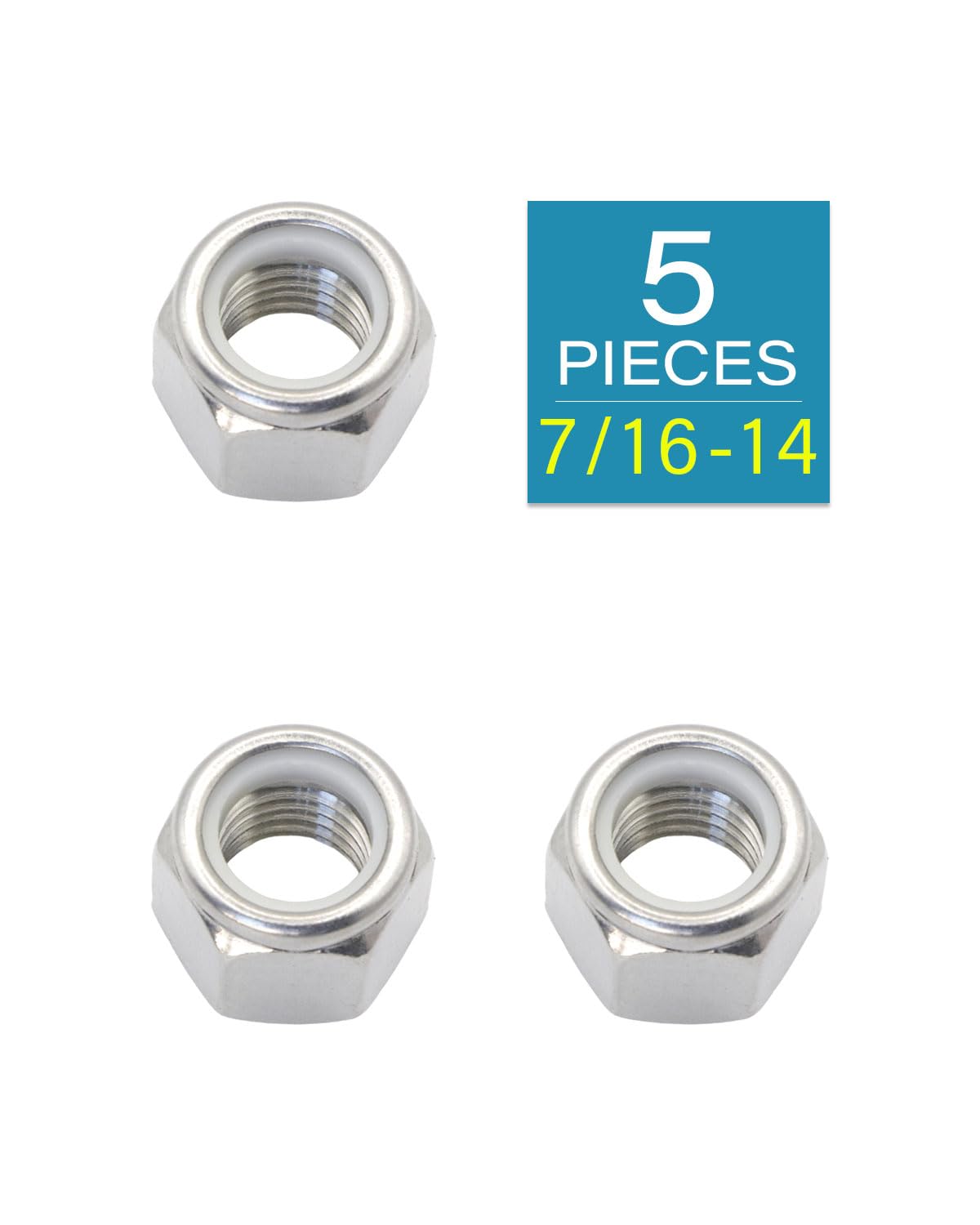 7/16-14 Locknuts - IMScrews 304 Stainless Steel Hardware Locknuts - Durable and Rust-Resistant Fasteners for Home Repairs and Professional Projects Pack of 5 - image 2