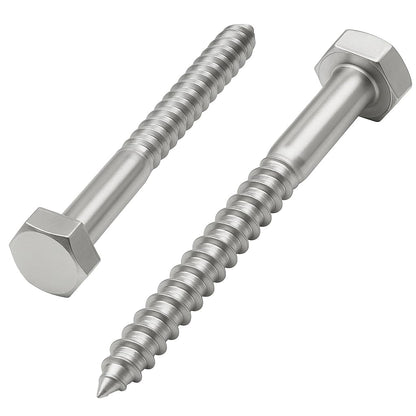 5/16" x 3" Hex Head Lag Screws, 304 Stainless Steel 18-8, Partially Threaded, Pack of 10 - Heavy Duty Wood Screws by IMSCREWS - image 2