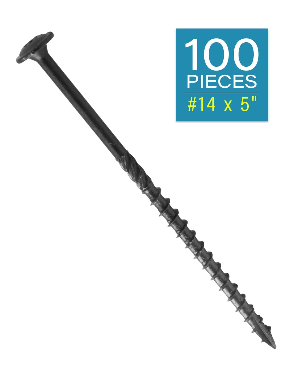 IMSCREWS #14 x 5 inch Black Wood Deck Screws Epoxy Coated Carbon Steel T30 Star Drive Large Washer Head Timber Screws Heavy Duty Structural Fasteners 100 Pack - image 2