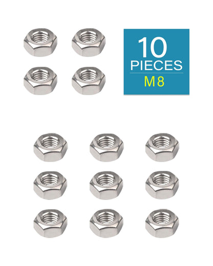 M8-1.25 Hex Nuts - IMScrews 304 Stainless Steel Hex Nuts - Durable, Rust-Resistant Fasteners for Home Repair and Professional Projects Pack of 10 - image 2