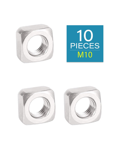 M10-1.5 Square Nuts - IMScrews 304 Stainless Steel Square Nuts - Durable Fasteners for Home Repairs and Professional Engineering Pack of 10 - image 2