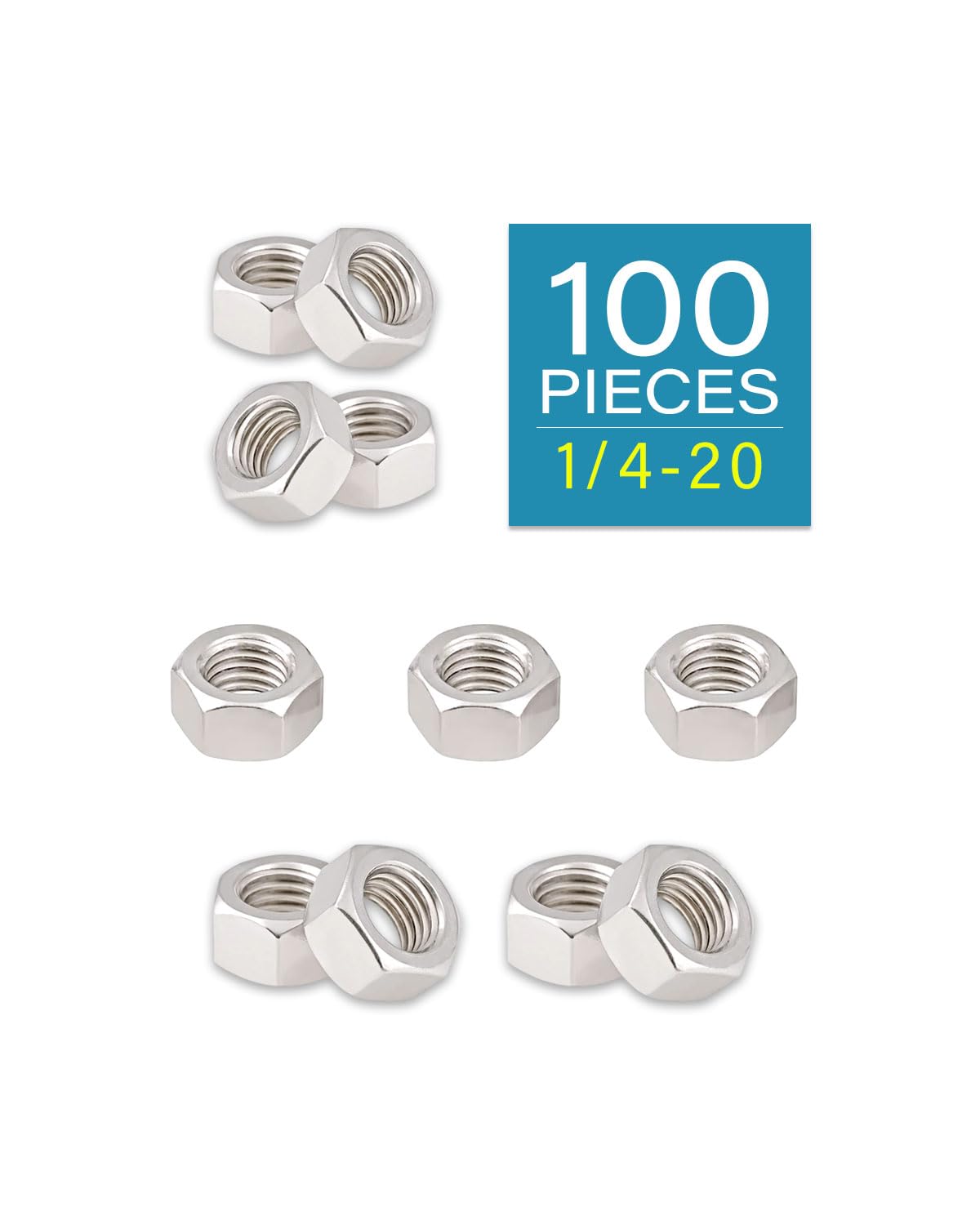 1/4-20 Hex Nuts - IMScrews 304 Stainless Steel Hardware Hex Nuts - Durable and Rust-Resistant Fasteners for Home Repairs and Professional Projects Pack of 100 - image 2