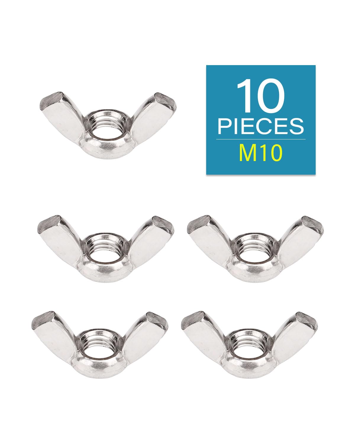 M10-1.5 Wing Nuts - IMScrews 304 Stainless Steel Wing Nuts - Durable Hardware for Home Maintenance and Professional Engineering Pack of 10 - image 2