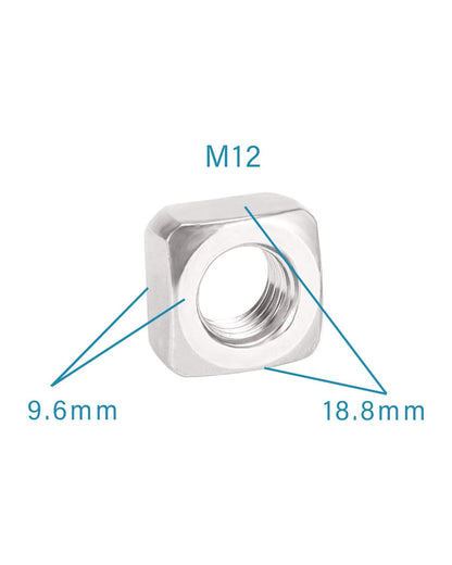 M12-1.75 Square Nuts - IMScrews 304 Stainless Steel Square Nuts - Durable Fasteners for Home Repairs and Professional Engineering Pack of 10 - image 3