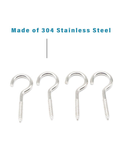 IMSCREWS 100-Pack 1-1/2 Inch 304 Stainless Steel Screw-In Hooks - Eye Bolts for Ceiling, Open Loop Hangers - image 4