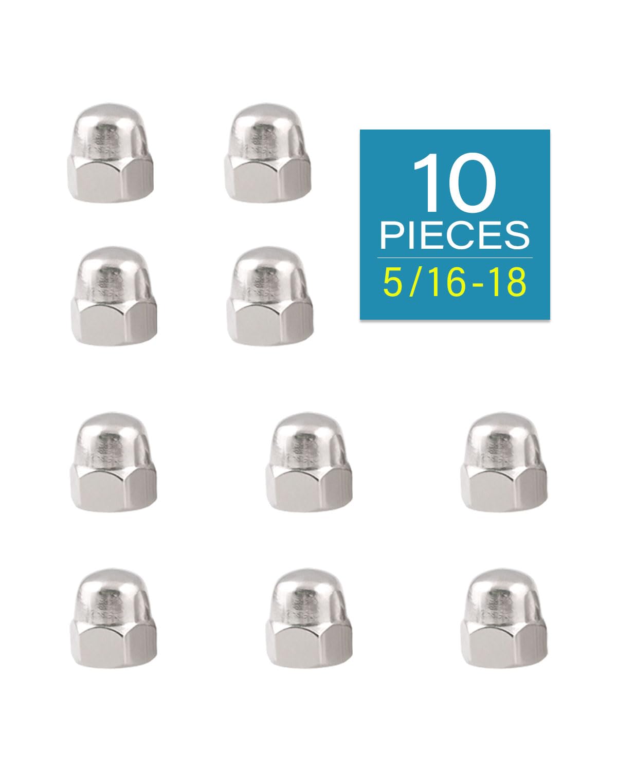 5/16-18 Acorn Nuts - IMScrews 304 Stainless Steel Acorn Nuts - Durable, Rust-Resistant Fasteners for Various Applications Pack of 10 - image 2