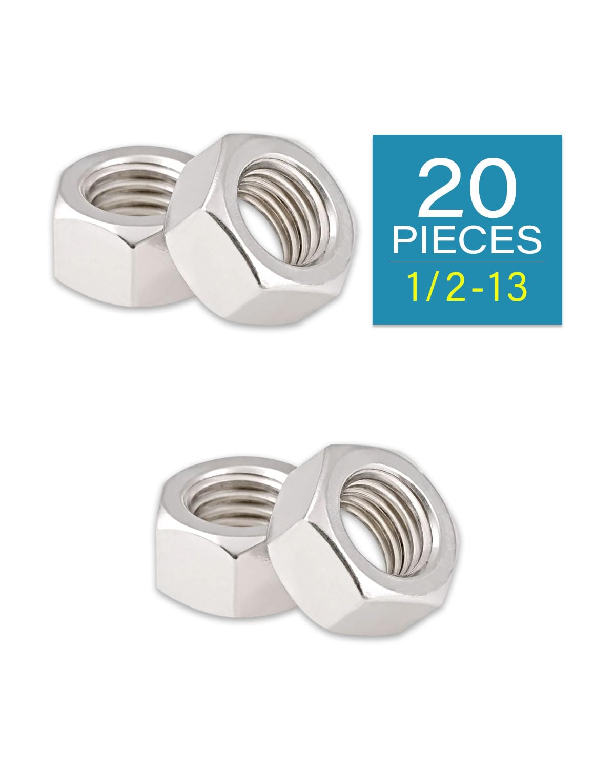 1/2-13 Hex Nuts - IMScrews 304 Stainless Steel Hardware Hex Nuts - Durable and Rust-Resistant Fasteners for Home Repairs and Professional Projects Pack of 20 - image 2