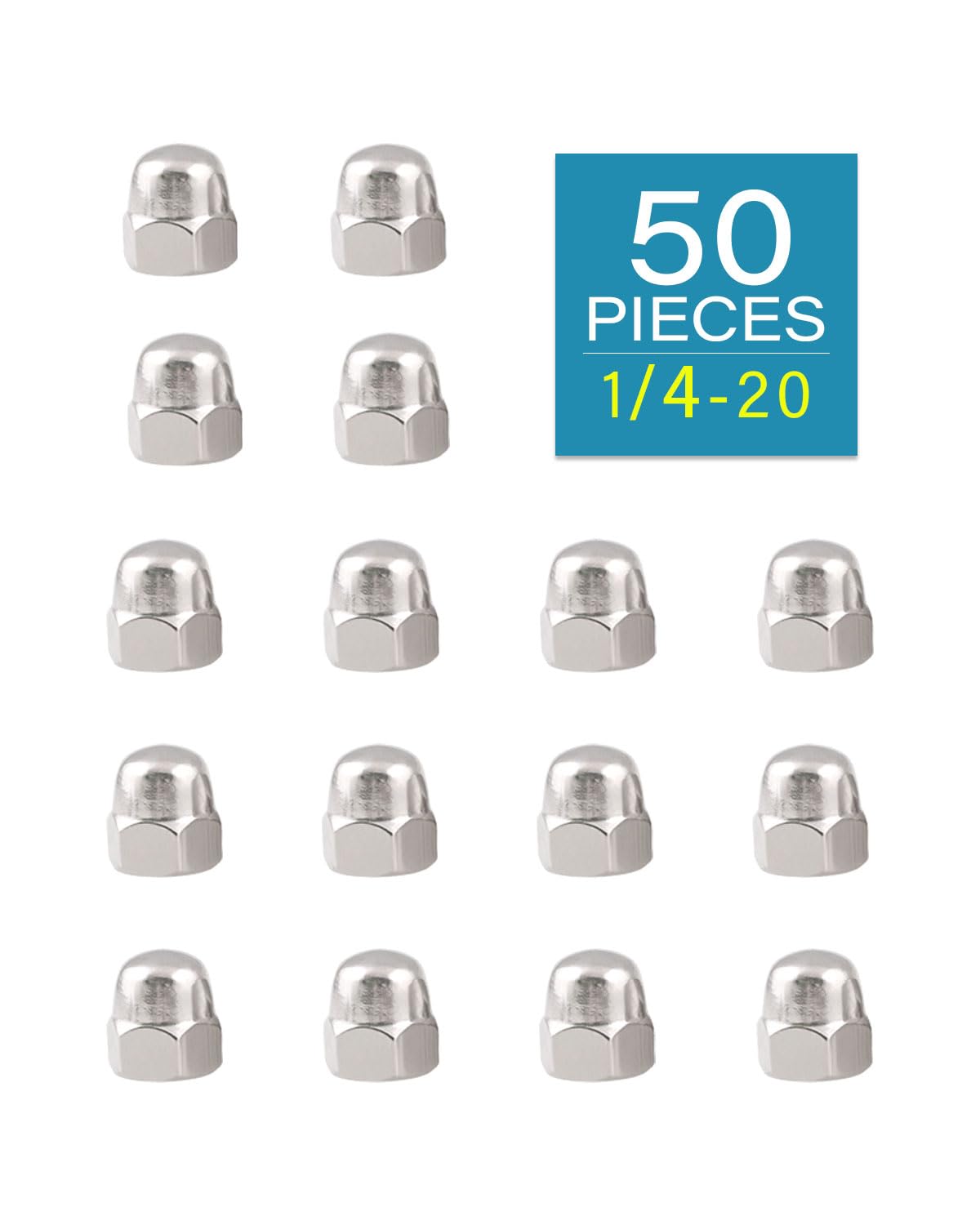 1/4-20 Acorn Nuts - IMScrews 304 Stainless Steel Acorn Nuts - Durable, Rust-Resistant Fasteners for Various Applications Pack of 50 - image 2