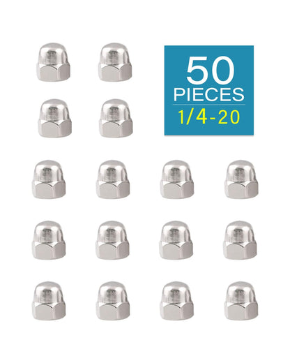 1/4-20 Acorn Nuts - IMScrews 304 Stainless Steel Acorn Nuts - Durable, Rust-Resistant Fasteners for Various Applications Pack of 50 - image 2