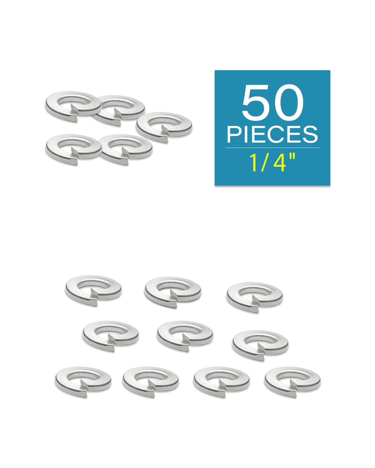IMScrews 1/4" Spring Lock Washers - 304 Stainless Steel - Pack of 50 - Secure Fastening and Rust Resistance - image 2