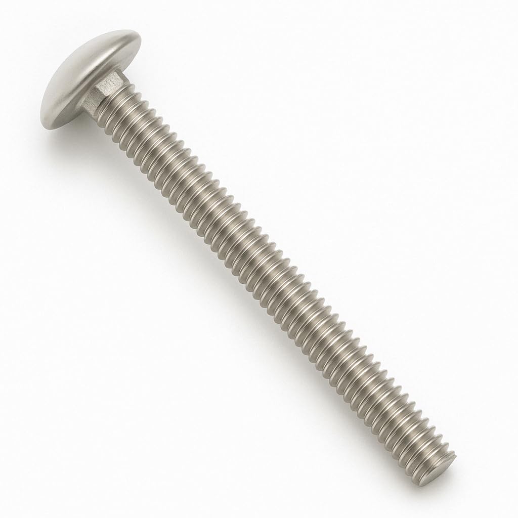 IMScrews 3/8"-16 x 4-1/2" Carriage Bolts, Round Head & Square Neck, Full Thread, 304 (18-8) Stainless Steel, Pack of 2