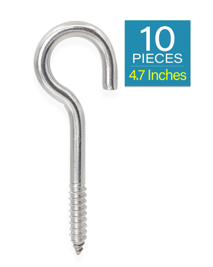 IMSCREWS 10 Pcs Screw Eyes, 4.7 Inch 304 Stainless Steel Self Tapping Eye Screws, Heavy Duty Bolts for Wood, Secure Cables and Hammock Stands, Suitable for Indoor & Outdoor Use - image 2