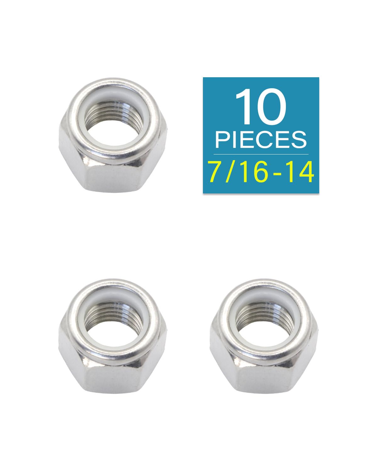 7/16-14 Locknuts - IMScrews 304 Stainless Steel Hardware Locknuts - Durable and Rust-Resistant Fasteners for Home Repairs and Professional Projects Pack of 10 - image 2