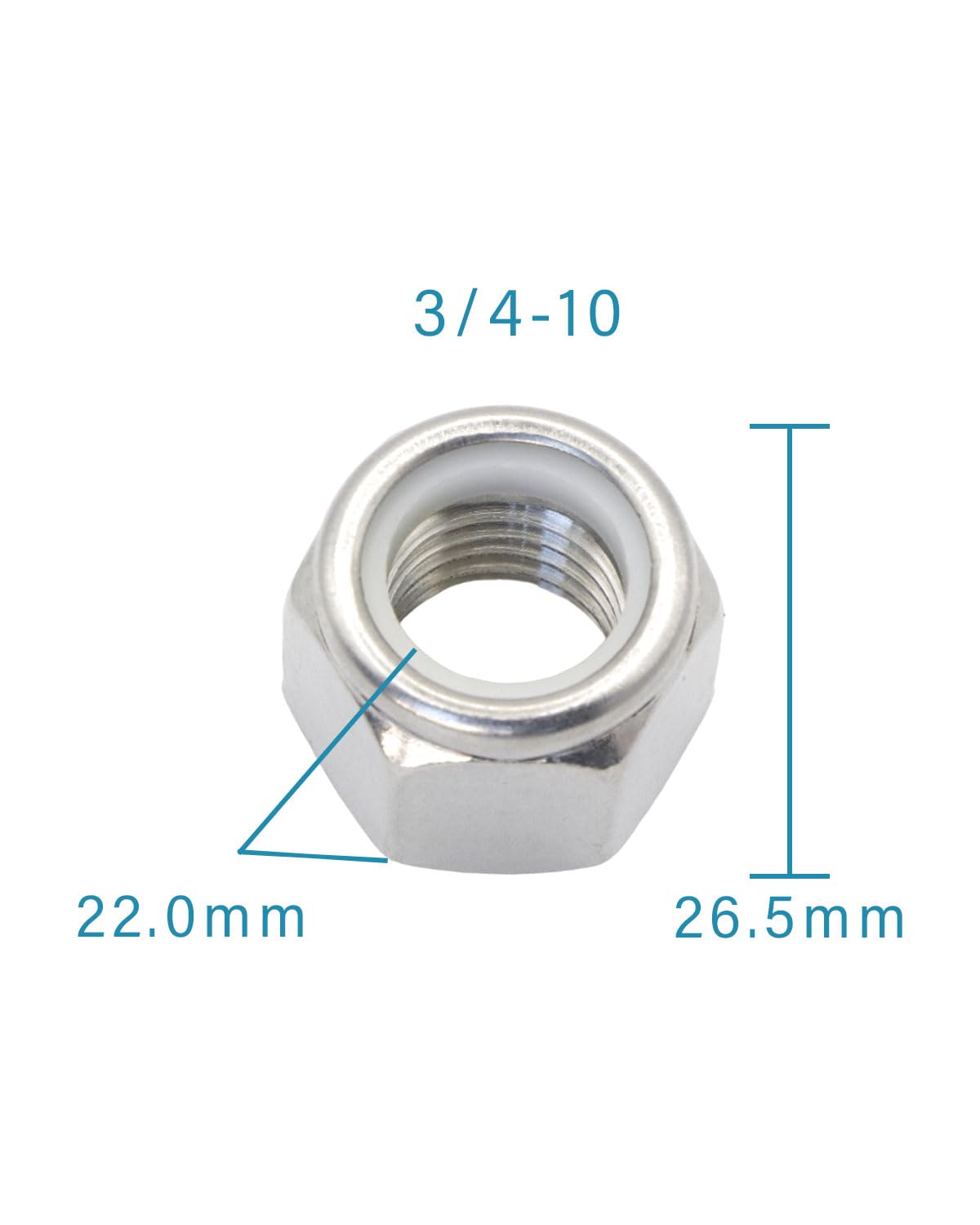 3/4-10 Locknuts - IMScrews 304 Stainless Steel Hardware Locknuts - Durable and Rust-Resistant Fasteners for Home Repairs and Professional Projects Pack of 5 - image 3