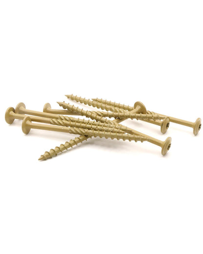 IMSCREWS #14 x 4 Inch Tan Wood Deck Screws 150 PCS - T30 Star Drive Timber Screws with Large Washer Head - Epoxy Coated Exterior Fasteners for Fencing, Landscaping, and Post Construction - image 5
