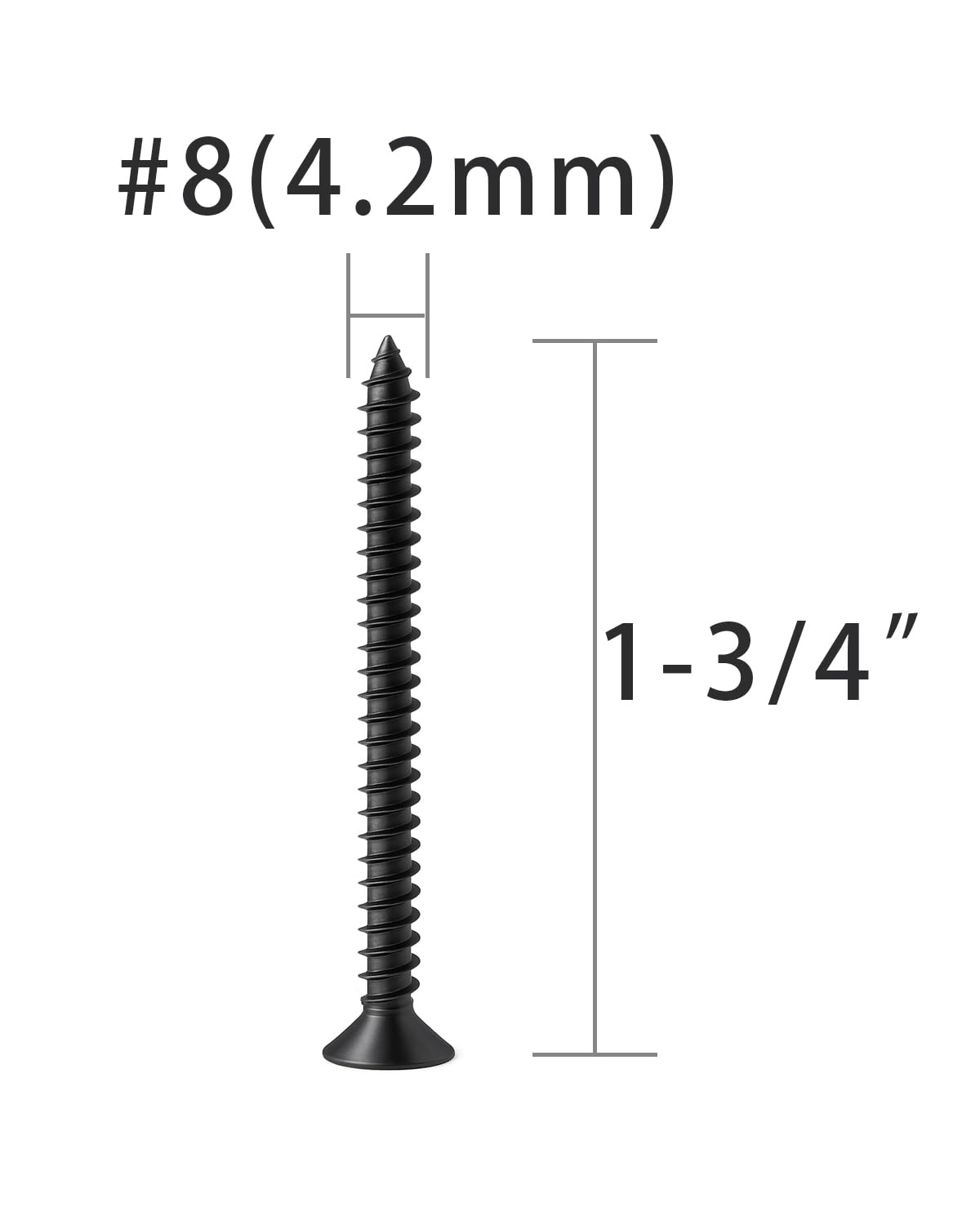 IMSCREWS #8 x 1-3/4" Black 304 Stainless Steel Wood Screws, 25 PK, Self Tapping Flat Head Phillips Screws, Anti-Rust Natural Black Finish for Hinge & DIY - image 2