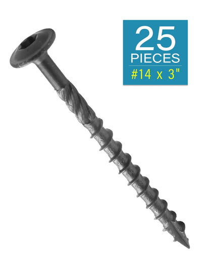 #14 x 3" Black IMSCREWS Wood Deck Screws - T30 Star Drive with Large Washer Head - Rust-Resistant Outdoor Deck Screws for Timber, Log, and Landscaping Wood Projects Pack of 25 - image 2