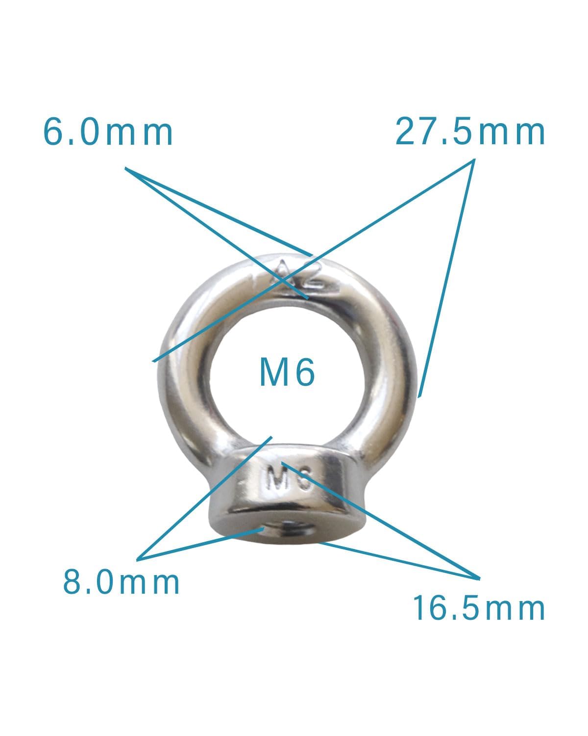 IMSCREWS M6-1.0 Eye Nuts 304 Stainless Steel Polished Female Threaded Ring Shape Nut for Home Repairs and Hanging Projects 4 Pack - image 3