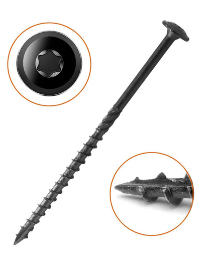 IMSCREWS #14 x 5 inch Black Wood Deck Screws Epoxy Coated Carbon Steel T30 Star Drive Large Washer Head Timber Screws Heavy Duty Structural Fasteners 100 Pack - image 4