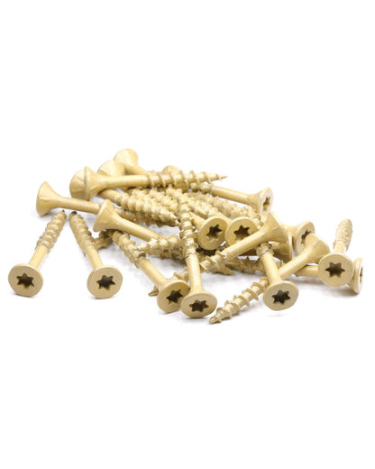 Deck Screws #8 x 1-1/2 Inch, Exterior Wood Screws, Flat Torx Drive  Head, Partially Threaded, Tan Coated Carbon Steel, Pack of 25 by IMScrews - image 5