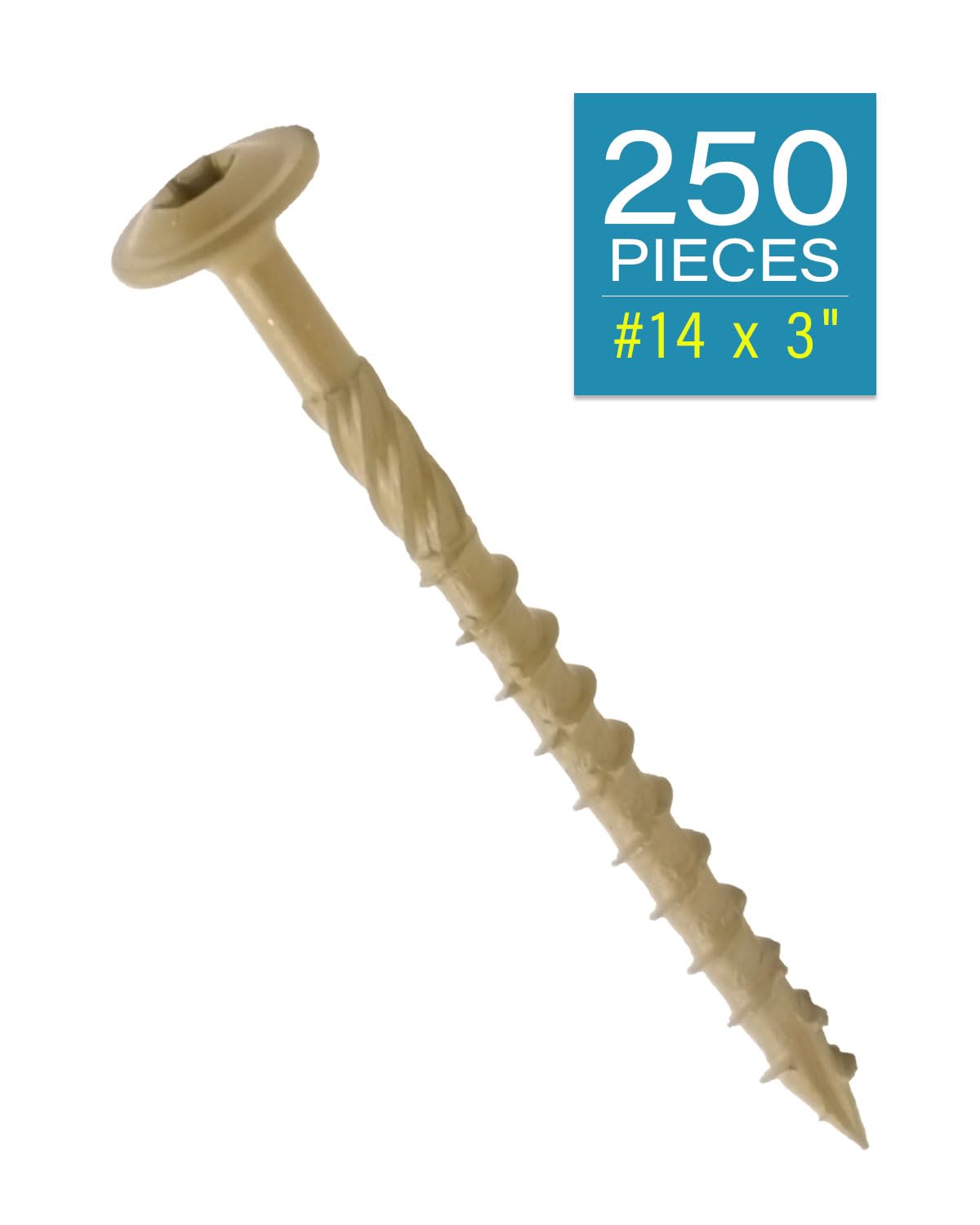 #14 x 3" Tan IMSCREWS Wood Deck Screws - T30 Star Drive with Large Washer Head - Rust-Resistant Outdoor Deck Screws for Timber, Log, and Landscaping Wood Projects Pack of 250 - image 2