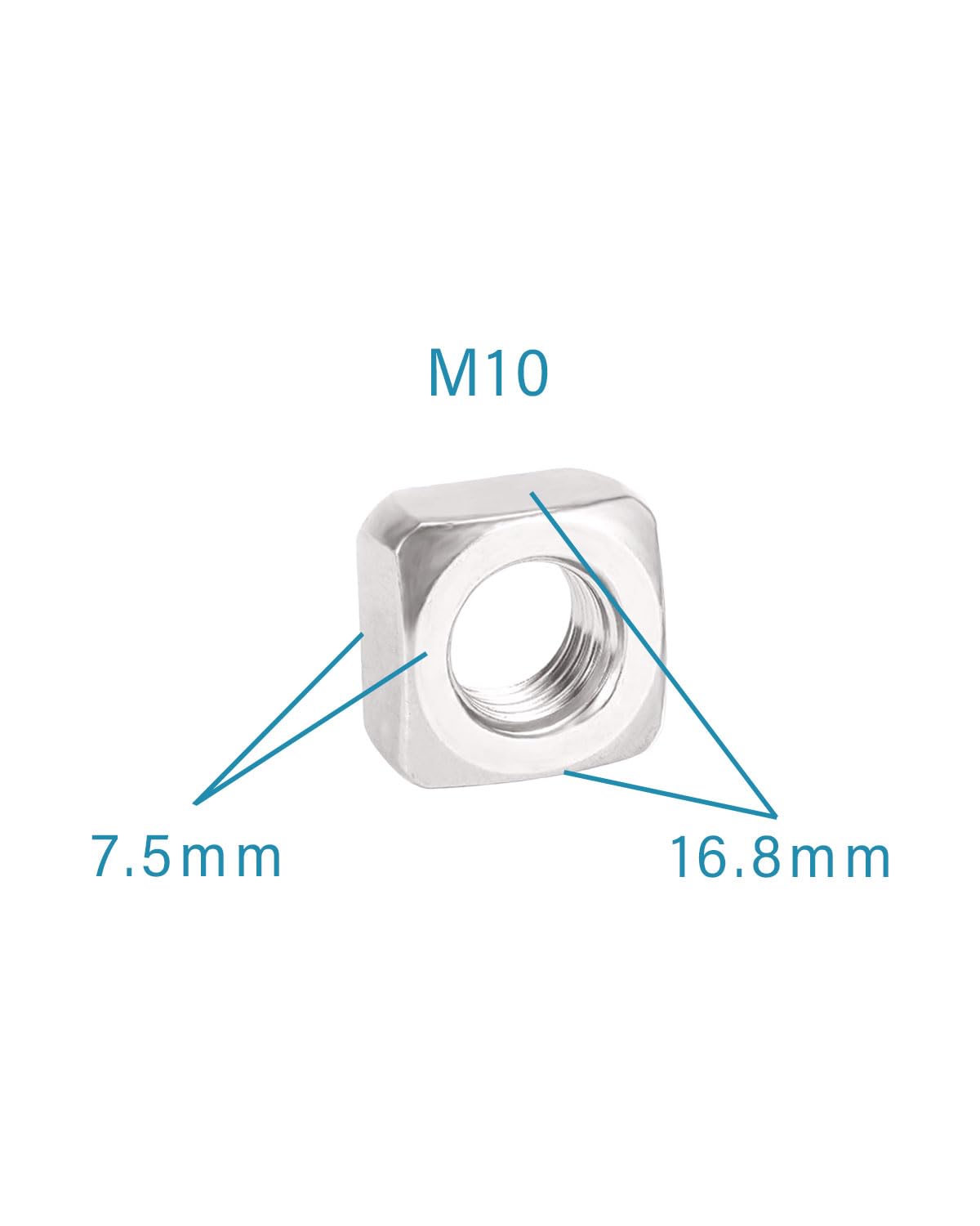 M10-1.5 Square Nuts - IMScrews 304 Stainless Steel Square Nuts - Durable Fasteners for Home Repairs and Professional Engineering Pack of 5 - image 3