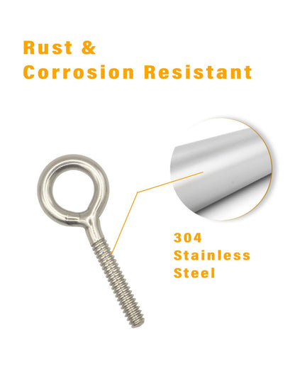 IMSCREWS 10Pcs #10-24 x 1.8" (46mm) Eye Bolts, 304 Stainless Steel Welded Closed Loop Eyelet, Burr-Free Machine Thread Fasteners for Light Rigging, Indoor & Outdoor - image 4