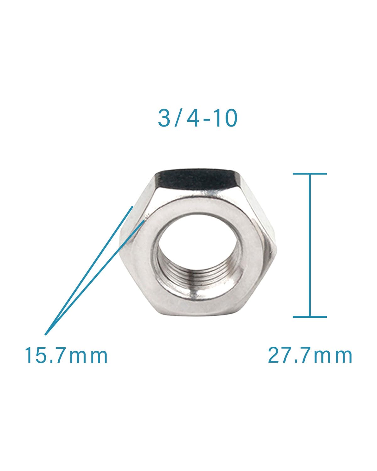 3/4-10 Hex Nuts - IMScrews 304 Stainless Steel Hardware Hex Nuts - Durable and Rust-Resistant Fasteners for Home Repairs and Professional Projects Pack of 2 - image 3