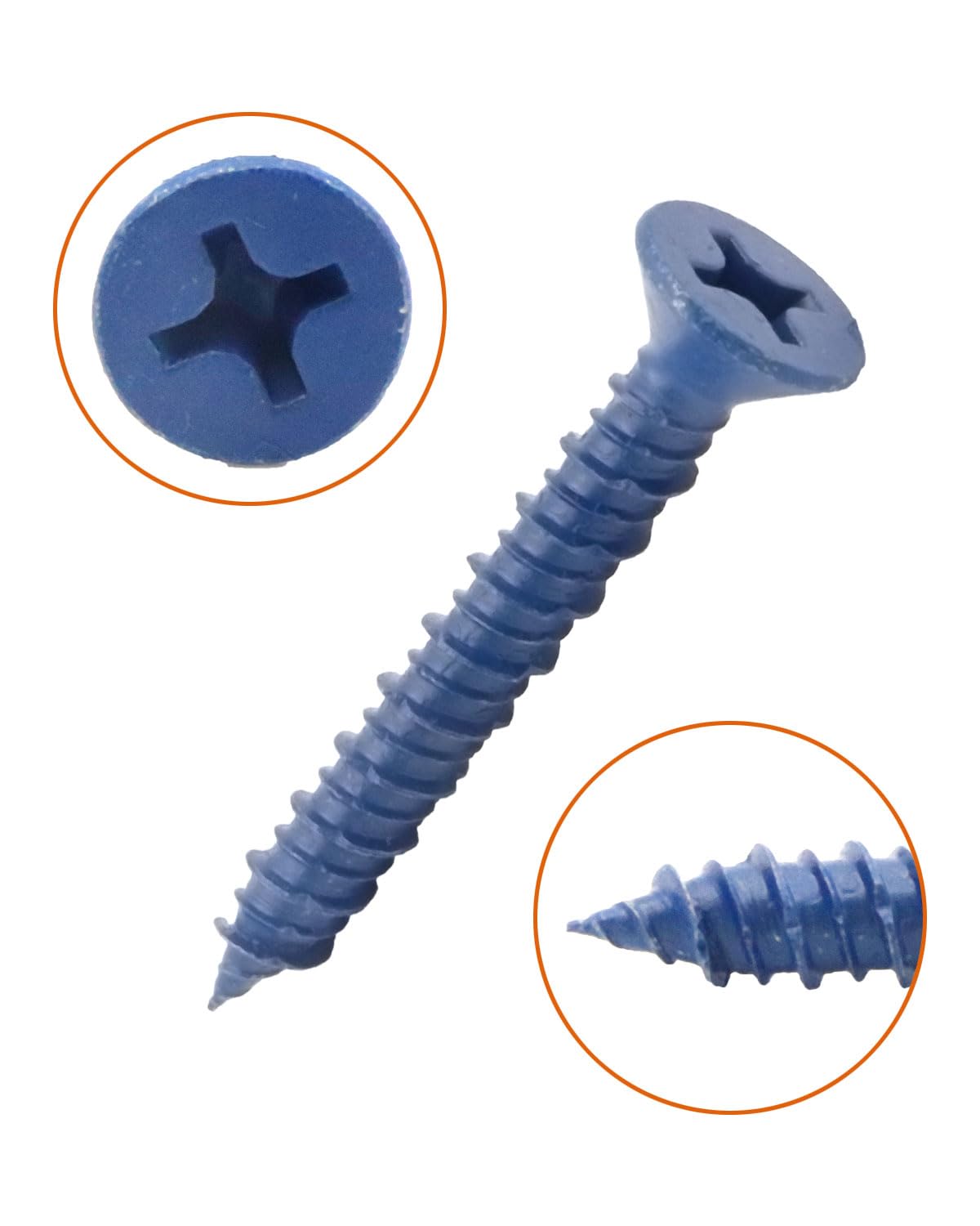 IMSCREWS 1/4" x 2-1/4" Blue Concrete Screws (10 Pack), Flat Head Masonry Anchors, Self-Tapping High-Low Thread, Corrosion Resistant Carbon Steel for Brick, Block & Stone - image 4