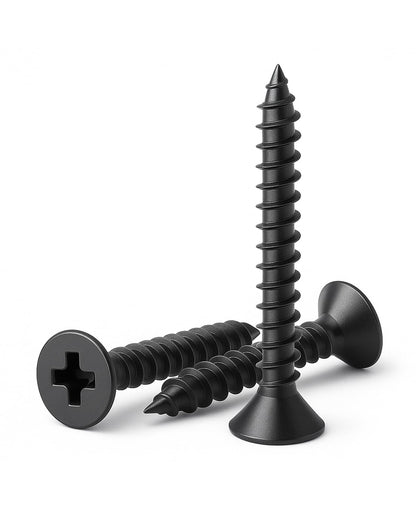 IMSCREWS #6 x 1-1/2" Self-Tapping,304 Stainless Steel Black Flat Head Phillips Wood Screws,Pack of 100 ¡ª Anti-Rust, Sharp Point, Black Coated Finish for Wood, Metal & Plastic