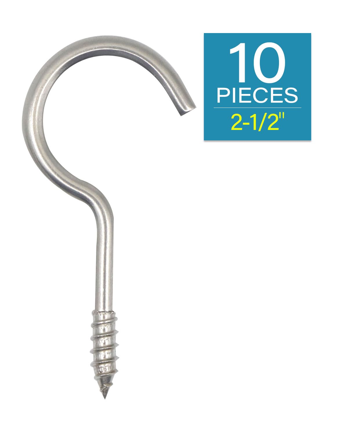 IMSCREWS 2-1/2" 304 Stainless Steel Screw Eyes (10-Pack) ¨C Screws in Hooks for Hammock Stands, Indoor Ceilings, and Outdoor Use - image 2