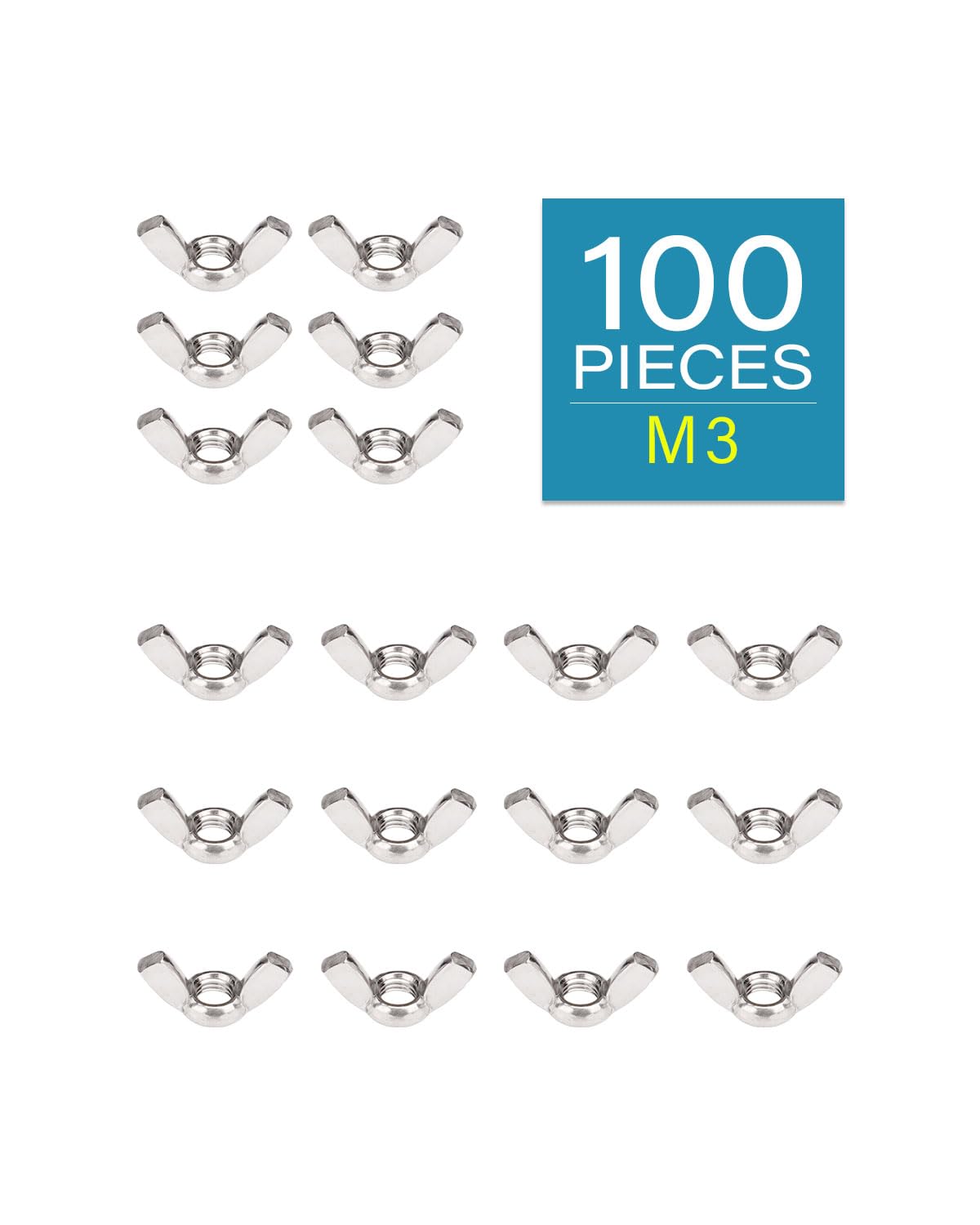 M3-0.5 Wing Nuts - IMScrews 304 Stainless Steel Wing Nuts - Durable Hardware for Home Maintenance and Professional Engineering Pack of 100 - image 2