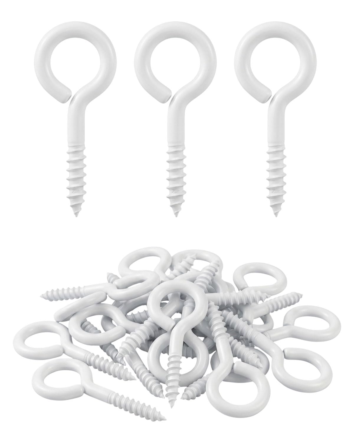 IMSCREWS White Eye Hooks #10 x 1-3/4" 304 Stainless Steel Screw Eyes 10Pcs