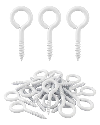 IMSCREWS White Eye Hooks #10 x 1-3/4" 304 Stainless Steel Screw Eyes 10Pcs