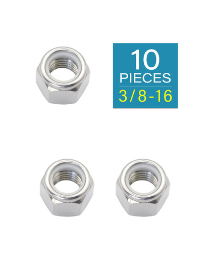 3/8-16 Locknuts - IMScrews 304 Stainless Steel Hardware Locknuts - Durable and Rust-Resistant Fasteners for Home Repairs and Professional Projects Pack of 10 - image 2