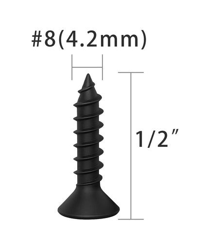 IMSCREWS #8 x 1/2" Black Wood Screws, 304 Stainless Steel Flat Head Phillips Self-Tapping, 50 Pack Natural Black Finish for Hinges, Hardware & DIY Projects, Anti-Rust, Sharp Point - image 2