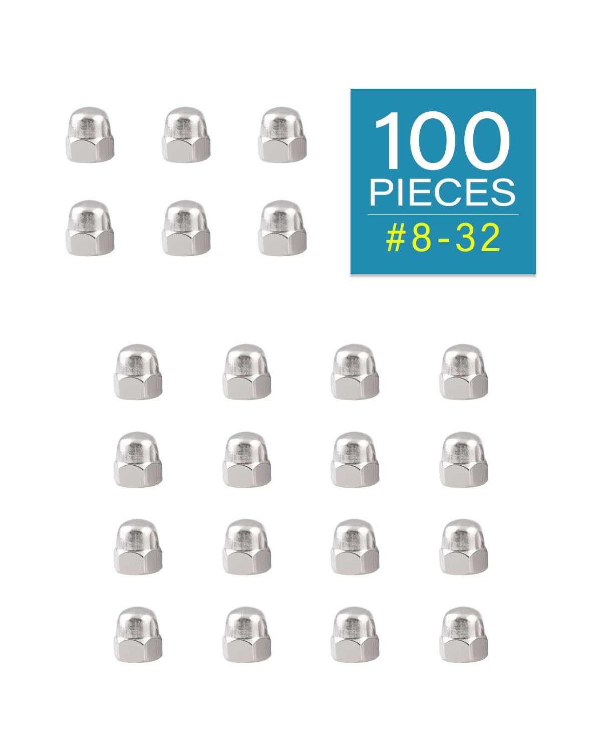 IMSCREWS #8-32 Acorn Nuts 304 Stainless Steel Polished Hex Cap Nut Rust Resistant Fastener for Home and Industrial Maintenance 100 Pack - image 2