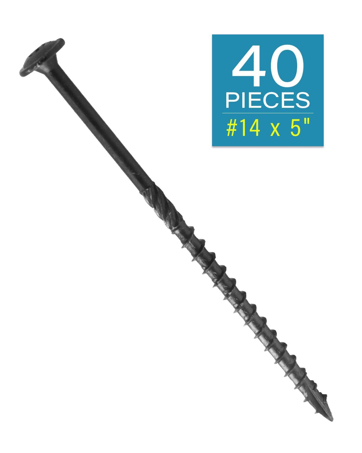 IMSCREWS #14 x 5 inch Black Wood Deck Screws Epoxy Coated Carbon Steel T30 Star Drive Large Washer Head Timber Screws Heavy Duty Structural Fasteners 40 Pack - image 2
