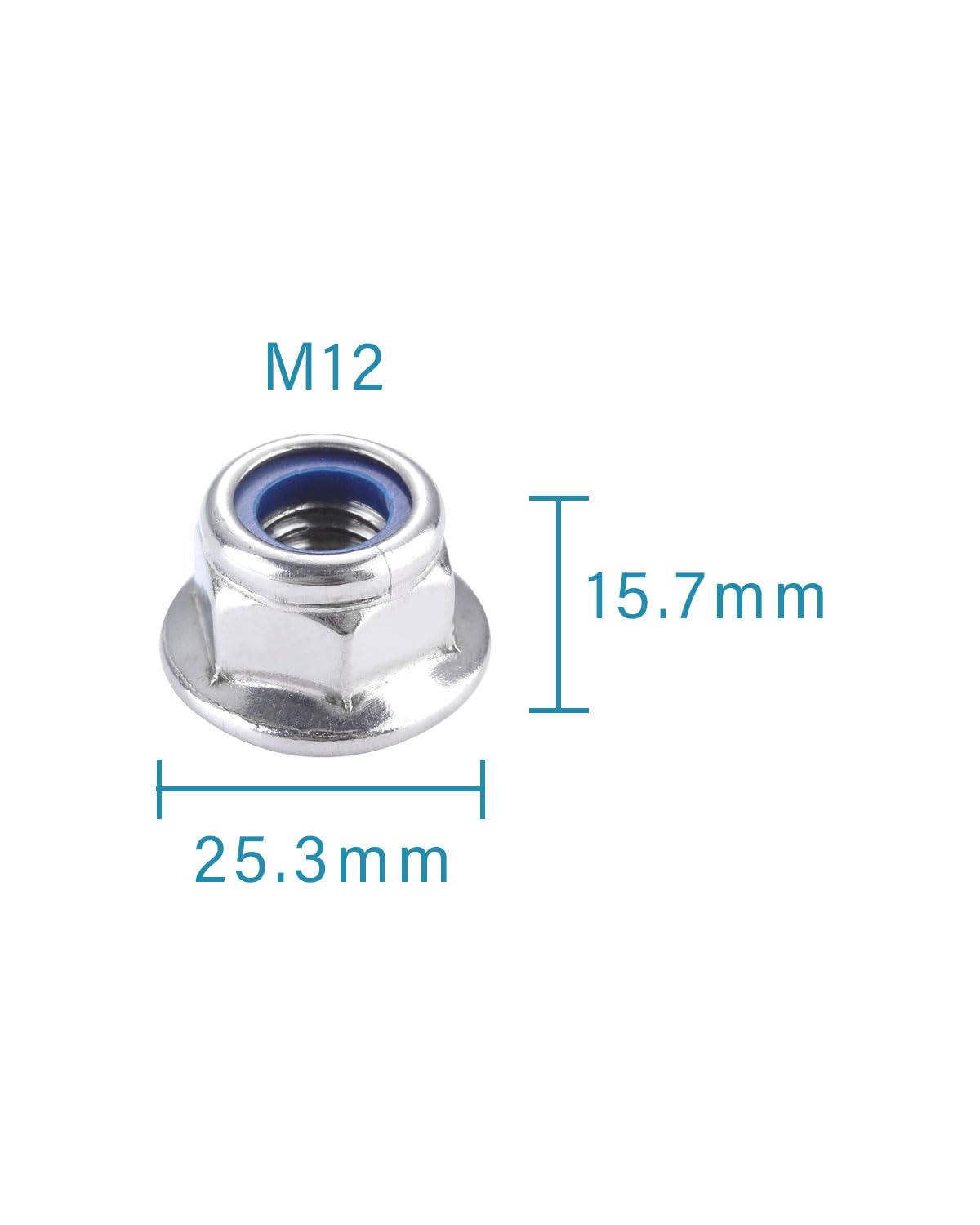 IMScrews M12 x 1.75 Flange Nuts, 304 Stainless Steel Hex Flange Nuts, DIN6926 Locking Nuts with Integrated Washer Base, Corrosion Resistant Hardware for Secure Fastening, Pack of 10 - image 3