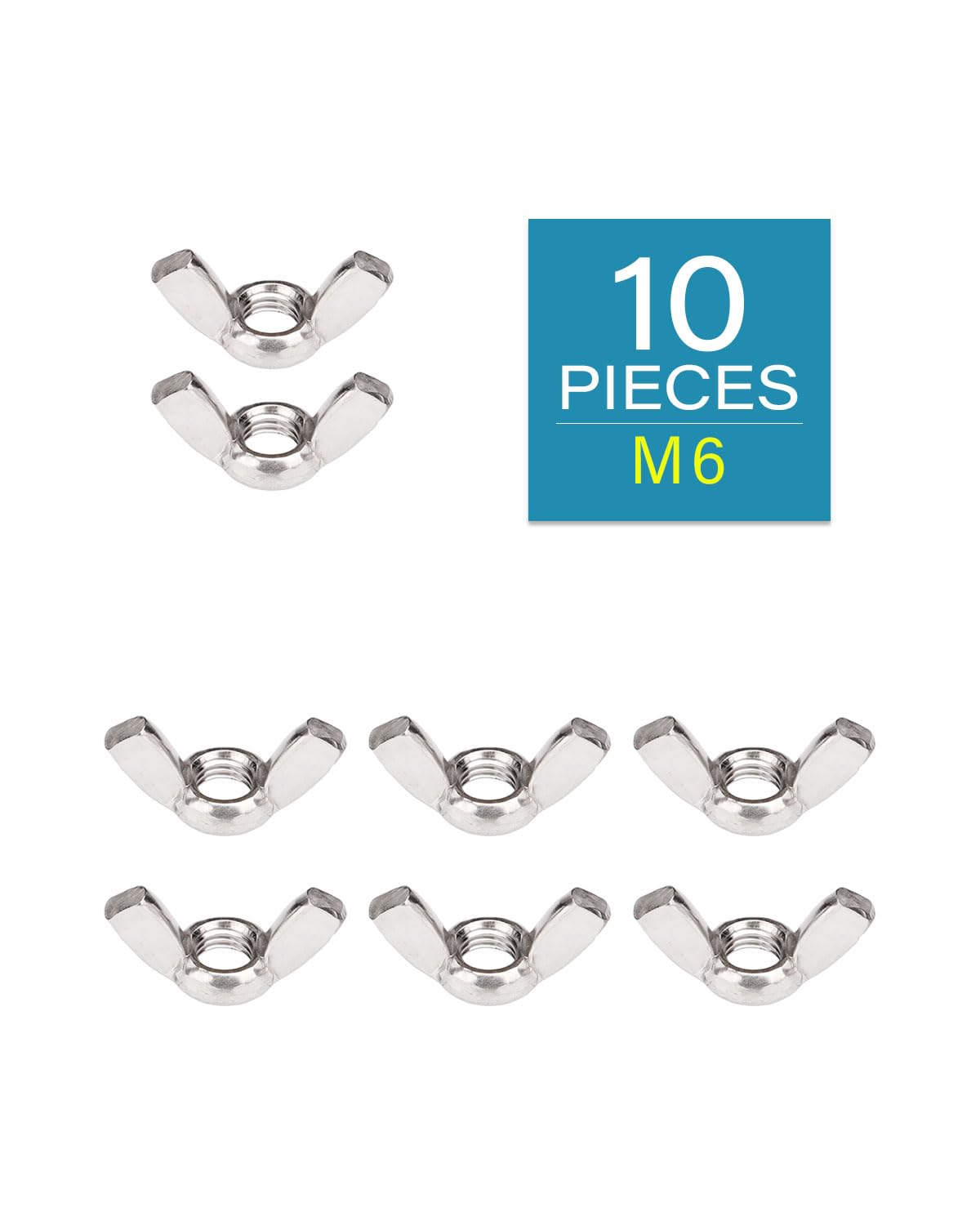M6-1.0 Wing Nuts - IMScrews 304 Stainless Steel Wing Nuts - Durable Hardware for Home Maintenance and Professional Engineering Pack of 10 - image 2