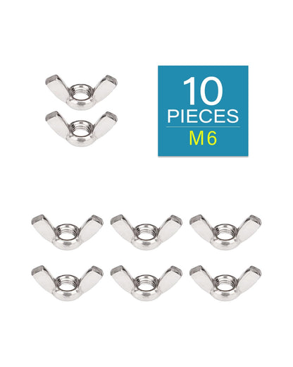 M6-1.0 Wing Nuts - IMScrews 304 Stainless Steel Wing Nuts - Durable Hardware for Home Maintenance and Professional Engineering Pack of 10 - image 2