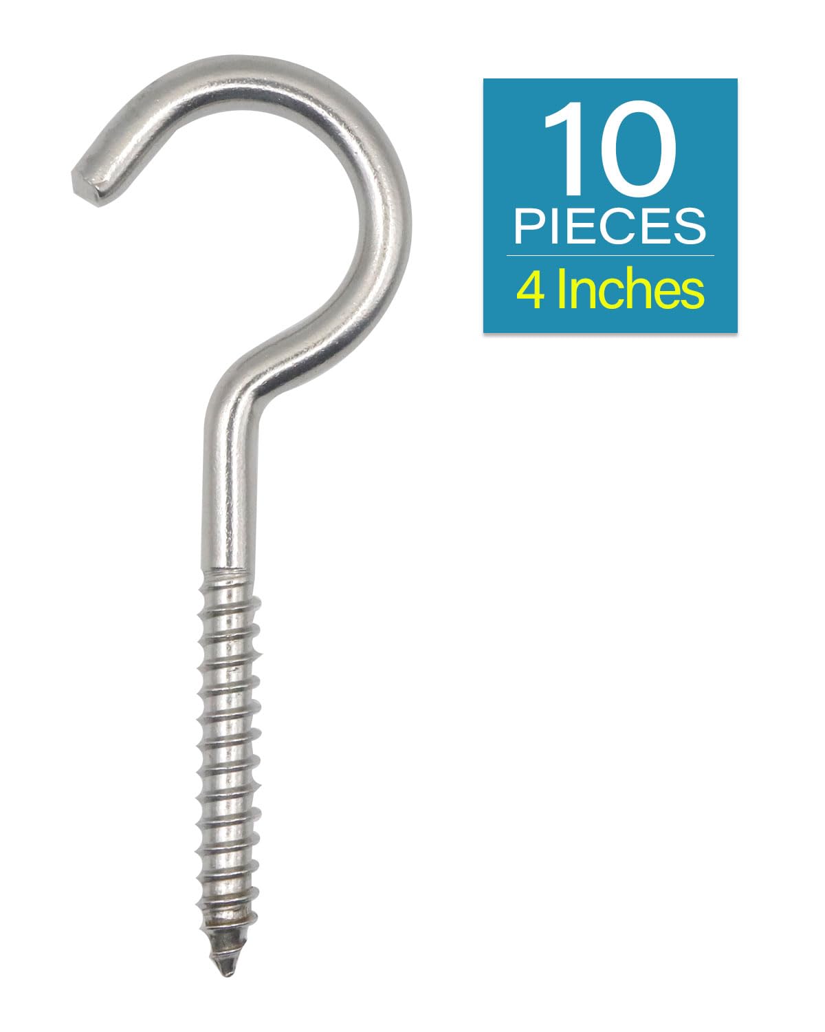 IMSCREWS 10 Pcs Screw Eyes, 4 Inch Self Tapping Eye Hooks, Heavy Duty 304 Stainless Steel Bolts for Wood, Cables, Hammock Stand, Garden Projects, Indoor & Outdoor Use - image 2