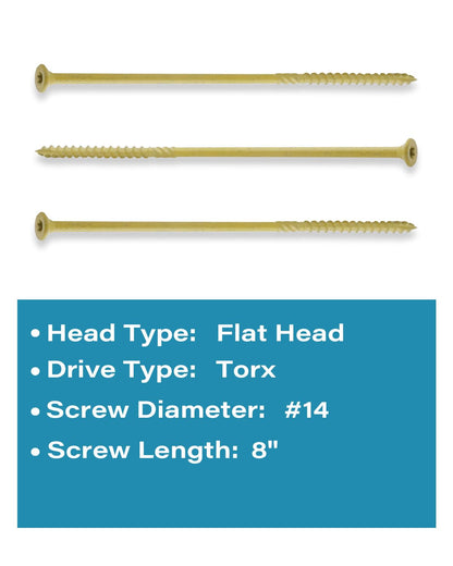 IMScrews #14 x 8" Extra-Long Wood Deck Screws - Rust Resistant, Heavy-Duty Outdoor Decking Screws for Maximum Holding Power, 25-Pack - image 3