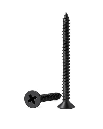 IMSCREWS #8 x 1-3/4" Black 304 Stainless Steel Wood Screws, 50 PK, Self Tapping Flat Head Phillips Screws for Fencing & Cabinet, Rust Proof Natural Black Finish